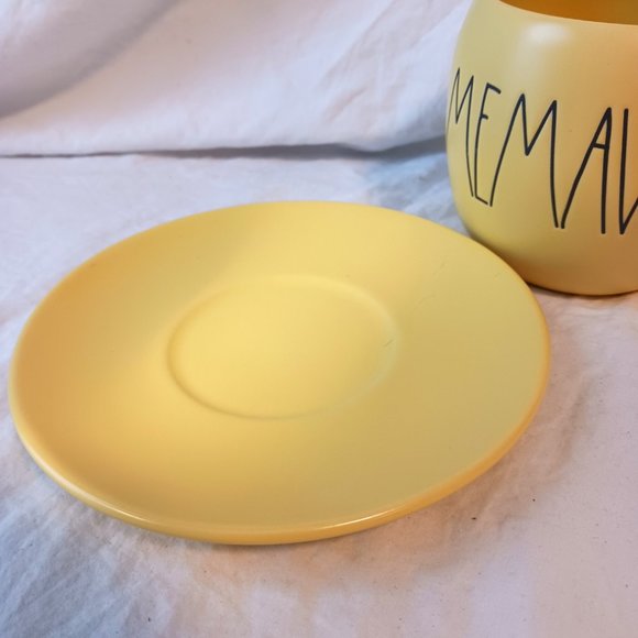 Rae Dunn Memaw Grandma Sunny Yellow Tea Coffee Mug Black Writing Cup and Saucer - Picture 8 of 12